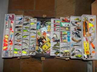Plano Tackle Box Full Of Lures And Fishing Tackle W/8 Fold Out Trays (loaded)
