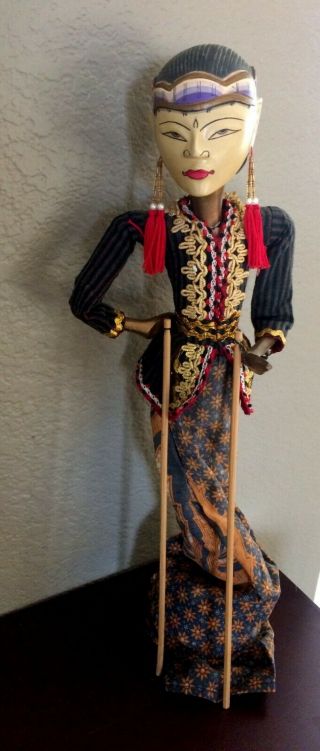 Vintage Indonesian Wood Wayang Golek Dancing Puppet Doll Marionette 19 