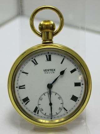 Vertex Pocket Watch Gold Plated Vintage 1970s 15 Jewel Z1215a