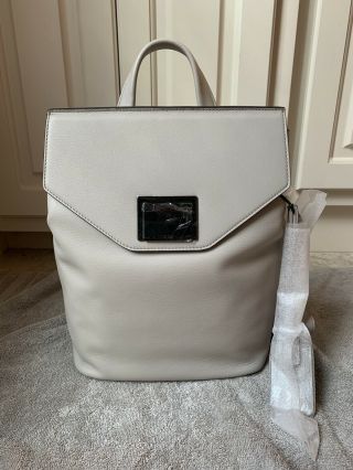 TUMI Mariella Olive Women ' s Leather Backpack (VERY RARE) White Gray 73507 $895 2
