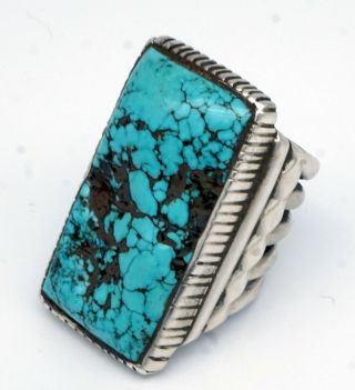 Vintage Navajo Turquoise Ring Sterling Silver Native American Size 9 Huge1 - 1/2 "