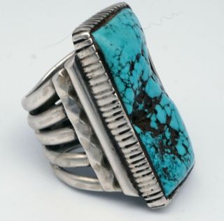 Vintage Navajo Turquoise Ring Sterling Silver Native American Size 9 HUGE1 - 1/2 