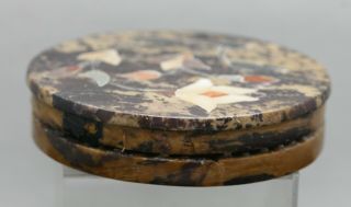 Lovely Vintage Indian Soapstone Powder Box Mother Of Pearl & Agate Inlaid