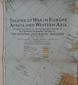 1942 WW2 War Map EUROPE AFRICA Germany Poland France Italy Russia Western Asia 2