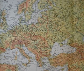 1942 WW2 War Map EUROPE AFRICA Germany Poland France Italy Russia Western Asia 3