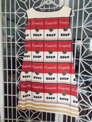 Vintage ANDY WARHOL Inspired CAMPBELL Soup Can Paper Dress 60 ' s Advertising 3