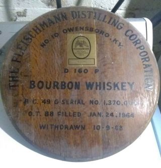 The Fleischman Distilling Corporation Vintage Bourbon Whiskey Barrel Head