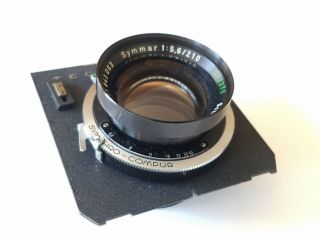 Vintage Schneider Symmar 210mm f5.  6 lens Synchro - Compur 2