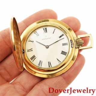 Vintage Zenith 18k Yellow Gold Swiss Made Pocket Watch 45.  2 Grams Nr