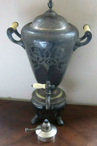 Antique Vintage Wilcox Silver Plate French Ivory Handle Tea Pot W/ Warmer