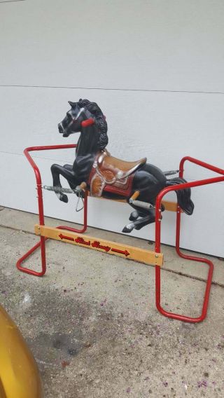 Vintage Black Beauty Bouncy Horse Spring Rocking Horse