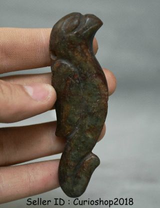 3.  4 " Rare Old China Hongshan Culture Jade Stonne Carved Eagle Birds Pendant