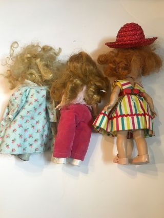 Two Vintage Vogue Ginny Dolls Blond Redhead One Brunette Look Alike Played With 5