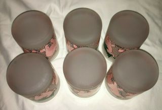 Vintage Neiman Marcus Frosted Pink Elephant Christmas Glasses Set of 6 12 ounces 5