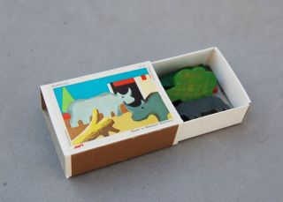 Juri West Germany Wood Animal Matchbox Block Toy Rhinoceros Set 12/4 Vintage 5