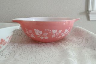 VINTAGE PYREX PINK GOOSEBERRY CINDERELLA MIXING / NESTING BOWL SET EUC 7