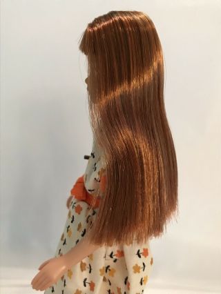 Very Pretty Brunette/Auburn S/L Skipper Doll Color Magic Hair in Clone Dress EX 7