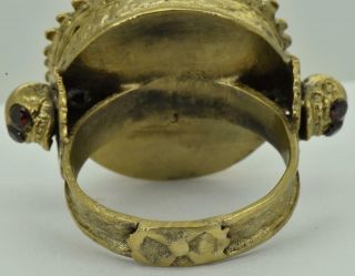 Georgian 18k gold plated silver,  enamel&Turquoise MEMENTO MORI SKULL poison ring 4