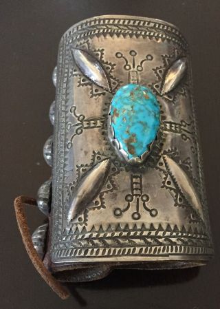 VINTAGE NAVAJO SILVER TURQUOISE KETOH BRACELET 2