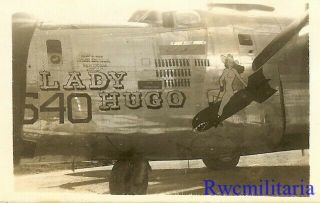 Org.  Nose Art Photo: B - 24 Bomber " Lady Hugo "