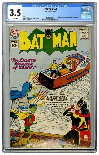 Batman 140 Cgc 3.  5 Vintage Dc Comic Detective Batwoman Superman White Pages