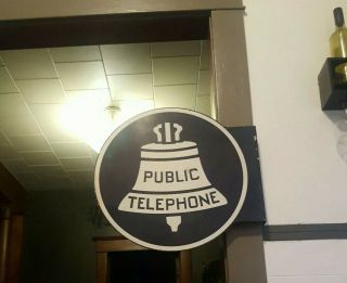Vintage Big Public Telephone Double Sided Metal Sign Flange Ks - 16597 L2 20 " X18 "