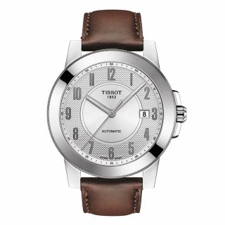 Tissot Gentleman Automatic Mens Brown Leather Strap Watch T0984071603200