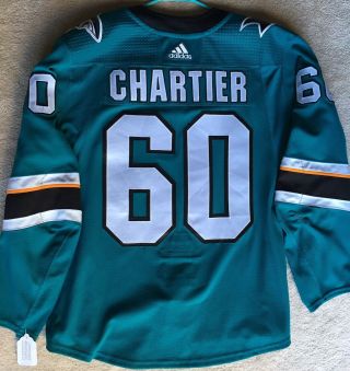 Rare Rourke Chartier San Jose Sharks Game Worn Teal Jersey W Nhl All Star Patch