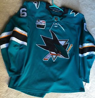 Rare Rourke Chartier San Jose Sharks Game Worn Teal Jersey w NHL All Star Patch 2