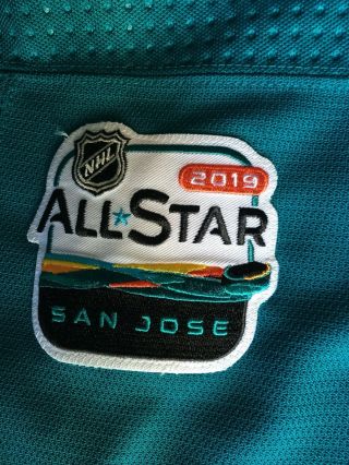 Rare Rourke Chartier San Jose Sharks Game Worn Teal Jersey w NHL All Star Patch 3