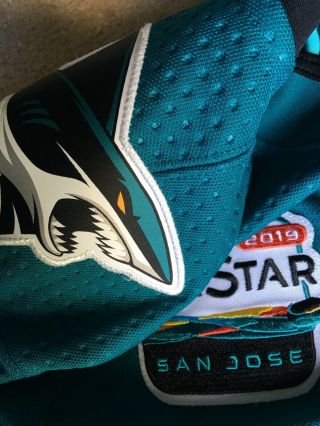 Rare Rourke Chartier San Jose Sharks Game Worn Teal Jersey w NHL All Star Patch 5