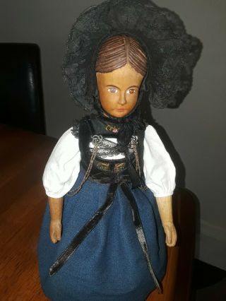 Hand Carved Antique Wooden Doll In