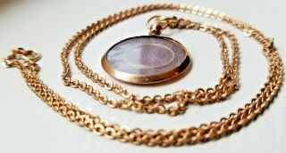 Antique Victorian 10k Gold Mourning Hair Locket Necklace