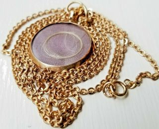 Antique VICTORIAN 10K Gold Mourning Hair LOCKET Necklace 3
