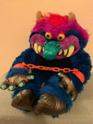 Vintage 1986 Amtoy American Greetings My Pet Monster Plush Stuffed - With Cuffs