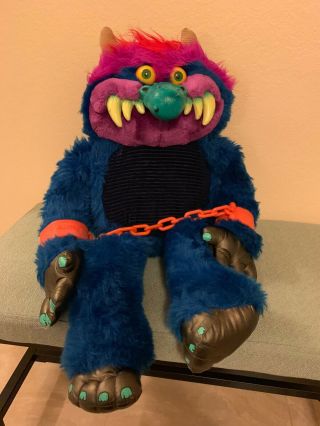 Vintage 1986 Amtoy American Greetings My Pet Monster Plush Stuffed - with CUFFS 2