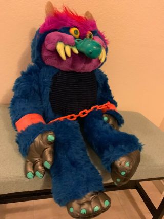 Vintage 1986 Amtoy American Greetings My Pet Monster Plush Stuffed - with CUFFS 3