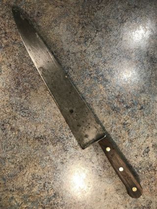 Huge Vintage Antique 17,  ” Carbon Steel Chefs Butchers Knife.