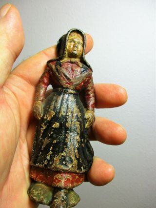 Antique Cast Iron Woman Figurine 4 3/4 " Collectible