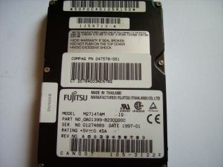 Fujitsu M2714TAM 1088.  11mb ATA 3634 RPM HDD 2.  5 