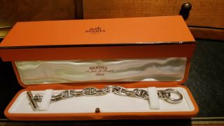 Authentic HERMES Vintage Chaine D ' ancre Silver Bracelet with box 5