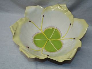 Rare Large 14” Porcelain Center Bowl Flower Mustardseed Moonshine Originals Vtg