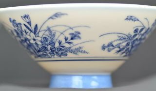 Old Chinese Hand Painted Rice Bowls Blue Under Glaze