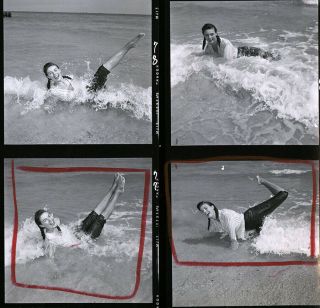 Bunny Yeager Estate 1950s Self Portrait Contact Sheet 11 Frames Frolic In Surf 2