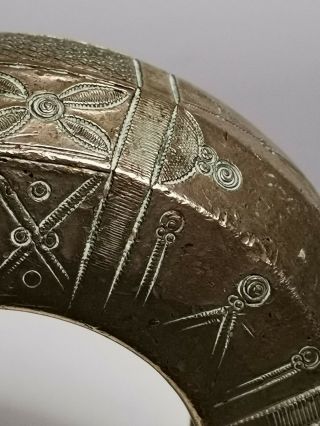 Stunning Decorated Antique African Ethnographic Tribal Bronze Slave Bracelet 12