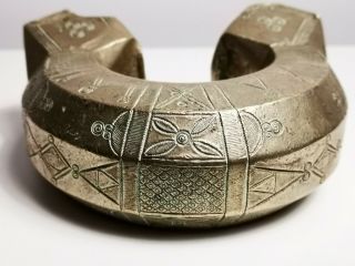 Stunning Decorated Antique African Ethnographic Tribal Bronze Slave Bracelet