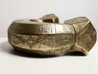 Stunning Decorated Antique African Ethnographic Tribal Bronze Slave Bracelet 7
