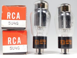 Rca 5u4g Matched Vintage Rectifier Tube Pair Black Plates D Getter Nos