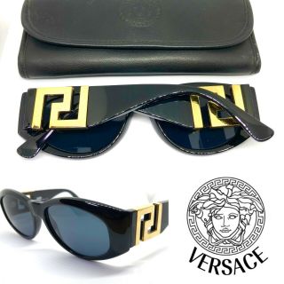 Rare Gianni Versace Mod.  T24 Col.  852 Gold Black Vintage Sunglasses With Case