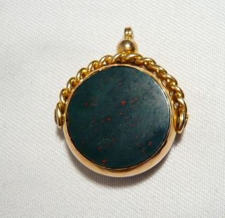 Antique 9ct Gold Bloodstone & Carnelian Watch Chain Seal / Fob 10.  1 Gr Jewelry